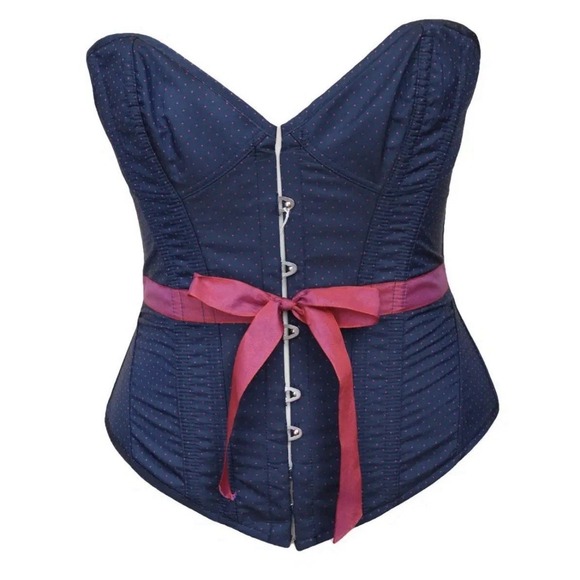 Agent Provocateur Other - Agent Provocateur Navy Blue & Hot Pink Polka Drop Corset Top Lace Up Medium C/D